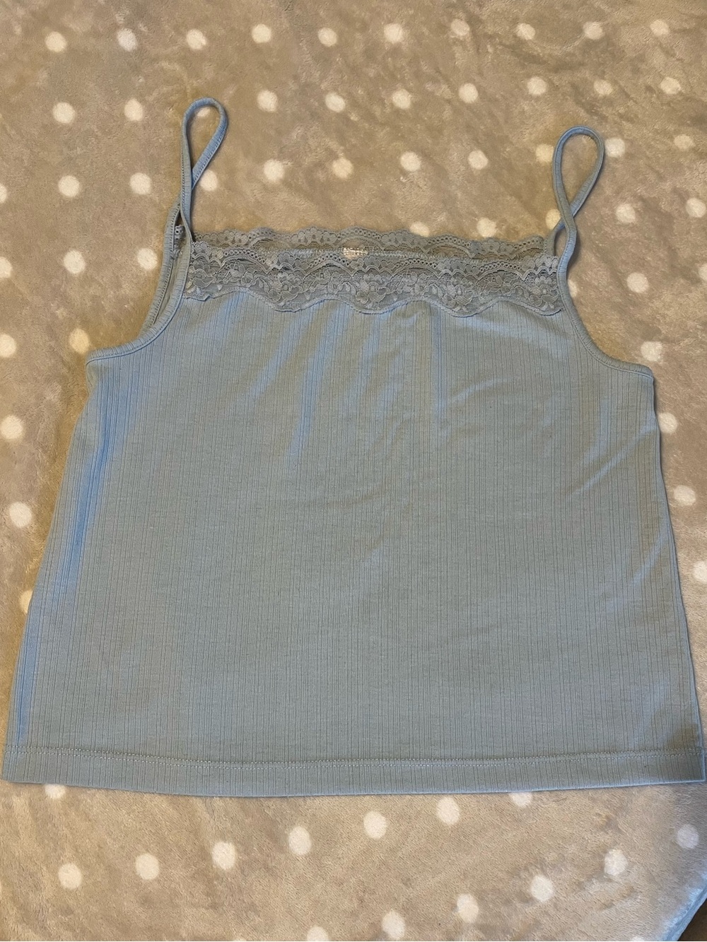 Auden Lace-Trim Ribbed Cami - Light Blue